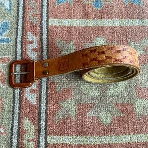 Vintage Leather Belt - Stamped Design - Personalized “D”
